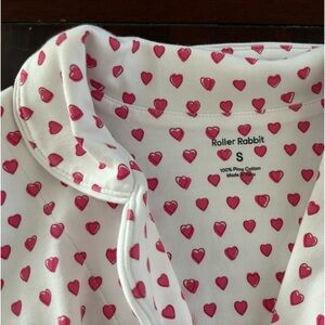 Roller Rabbit Pink Heart Pattern White Red 100% Cotton Pajama Set Women's Small